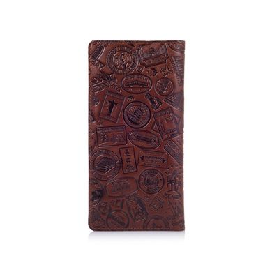 Удобный бумажник с глянцевой натуральной кожи коньячного цвета с отделением для монет, коллекция "Let's Go Travel"