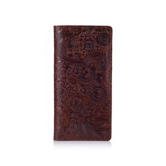 Удобный бумажник с глянцевой натуральной кожи коньячного цвета с отделением для монет, коллекция "Mehendi Art"