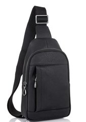 Чоловіча шкіряна сумка-слінг чорна Tiding Bag SM8-827A Чорний