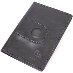 Сучасна шкіряна обкладинка на паспорт з утримувачем для Apple AirTag GRANDE PELLE 11622 Чорний