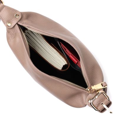 Практичная женская сумка с одной длинной ручкой из натуральной кожи Vintage 22306 Бежевая