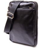 Мужская сумка планшет с накладным карманом на молнии в гладкой коже 11281 SHVIGEL, Черная фото