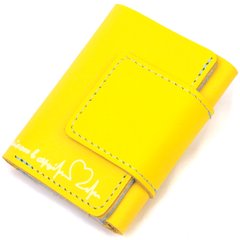 Компактне шкіряне портмоне в три додавання комбі двох кольорів Серце GRANDE PELLE 16730 Жовто-блакитне