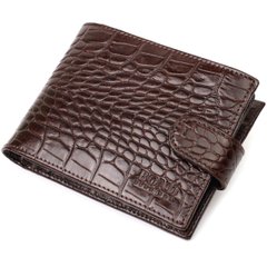 Функціональний невеликий гаманець для чоловіків з натуральної шкіри з тисненням під крокодила BOND 21998 Коричневий
