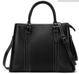 Класична жіноча сумка в шкірі флотар Vintage 14861 Чорна фото