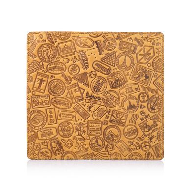 Гаманець з матовою натуральної шкіри світло жовтого кольору на 14 карт, колекція "Let's Go Travel"