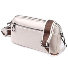 Женская прямоугольная сумка с карманами из натуральной кожи Vintage 22598 Белая