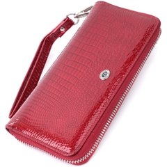 Женский лакированный кошелек на молнии из натуральной кожи ST Leather 22677 Красный