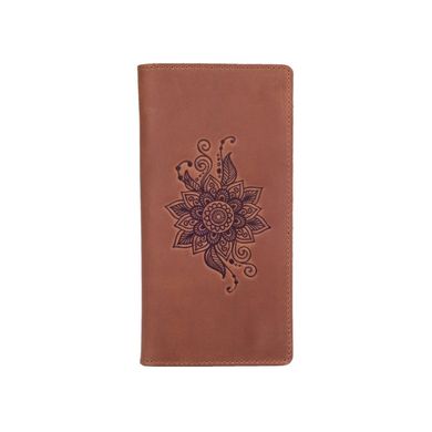 Гаманець з матовою натуральної шкіри темно рижого кольору на 14 карт, колекція "Mehendi Classic"