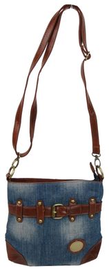 Молодежная джинсовая сумка на ремне Fashion jeans bag голубая