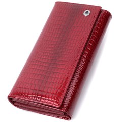 Кожаный лакированный кошелек с блоком для кредитных карт ST Leather 22682 Красный