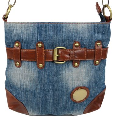 Молодежная джинсовая сумка на ремне Fashion jeans bag голубая