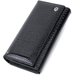 Лакированный кожаный кошелек с блоком для кредитных карт ST Leather 22683 Черный