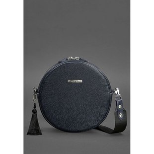 Круглая кожаная женская сумочка Tablet темно-синяя Blanknote BN-BAG-23-navy-blue