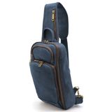 Кожаный рюкзак слінг на одно плечо TARWA RK-0910-4lx  Синий фото