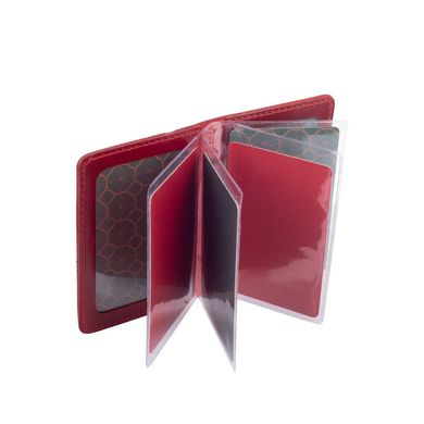 Шкіряна обкладинка-органайзер для ID паспорта та інших документів червоного кольору