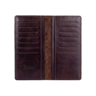 Ергономічний дизайнерський коричневий шкіряний гаманець на 14 карт, колекція "7 wonders of the world"