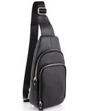 Кожаный черный слинг через плечо Tiding Bag A25F-5058A Черный фото