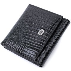 Женский компактный кошелек из натуральной лакированной кожи ST Leather 22688 Черный