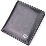 Компактный бумажник для денег из натуральной гладкой кожи ST Leather 19418 Черный фото