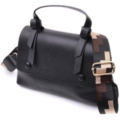 Люксовая сумка для женщин с короткой ручкой из натуральной кожи Vintage 22670 Черная