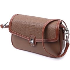 Женская сумка с фактурным клапаном из натуральной кожи Vintage 22621 Коричневая
