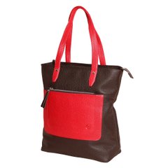 Женская сумка-шопер из натуральной кожи 1557F Vip Collection коричнево-красная 1557.ВR.FLAT