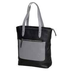 Жіноча сумка-шопер з натуральної шкіри 1557F Vip Collection чорно-сіра 1557.AG.FLAT