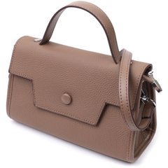 Женская сумка с геометрическим клапаном из натуральной кожи Vintage 22630 Коричневая