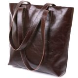 Шкіряна жіноча сумка-шоппер Shvigel 16370 Коричневий фото
